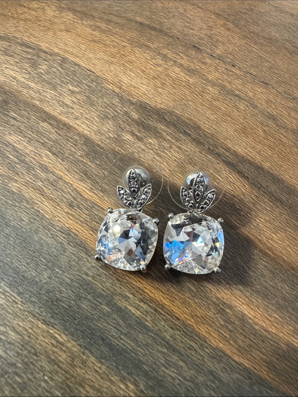 Sterling Silver White Crystal Drop Earrings - Elegant Sparkle